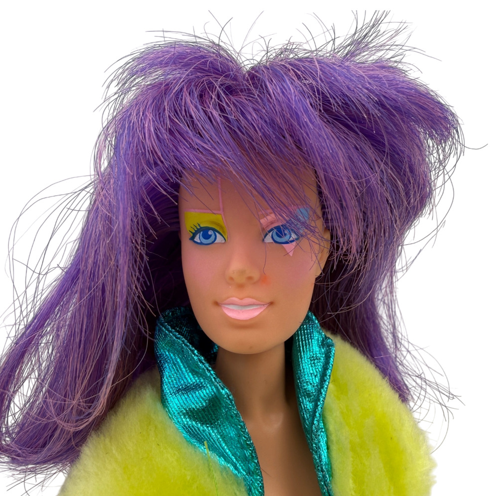 Jem CLASH of the Holograms Doll 4207 + Jacket + Shoes Vintage 1987 Hasbro Purple